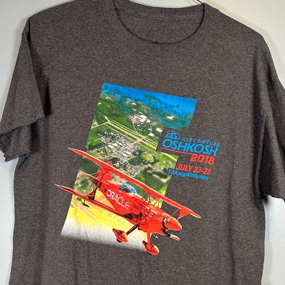 Hanes Gray Graphic Tee OshKosh Air-venture Mens Large - Picture 6 of 9